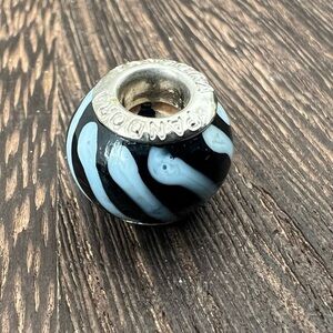 Pandora Charm Black & White Stripe 925 B26